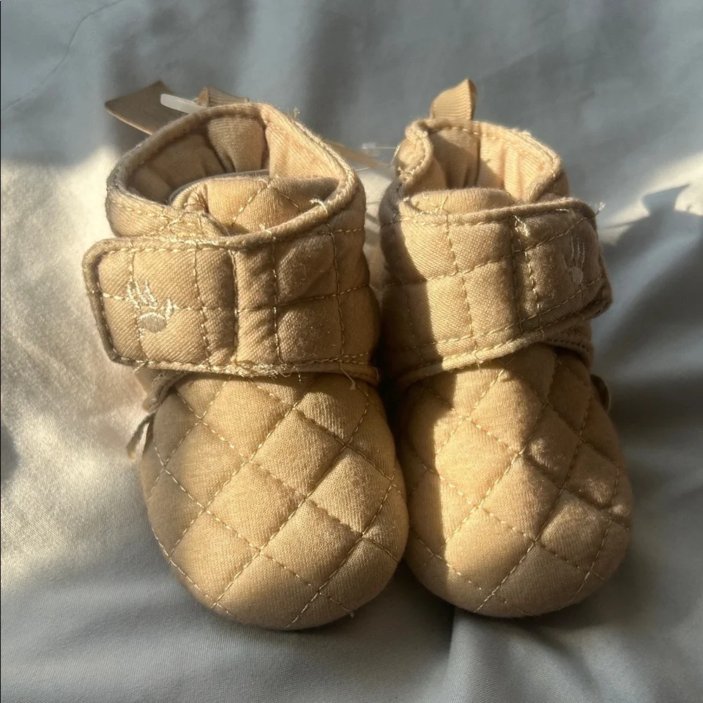 BearPaw Quilted Beige Baby Booties